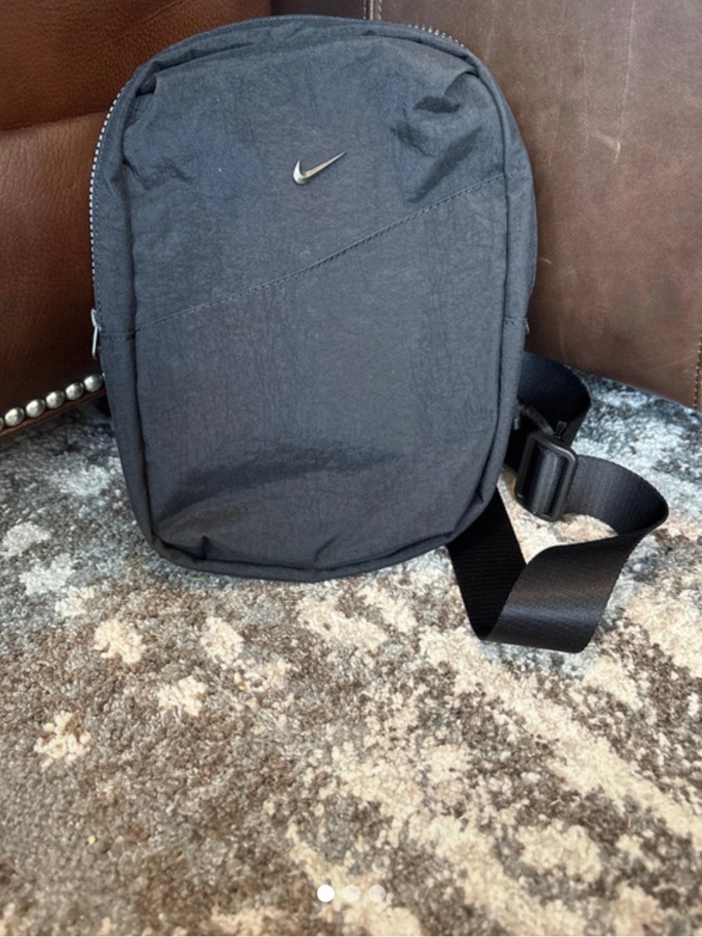 Nike Black Small Crossbody Belt Bag with Silver Swoosh